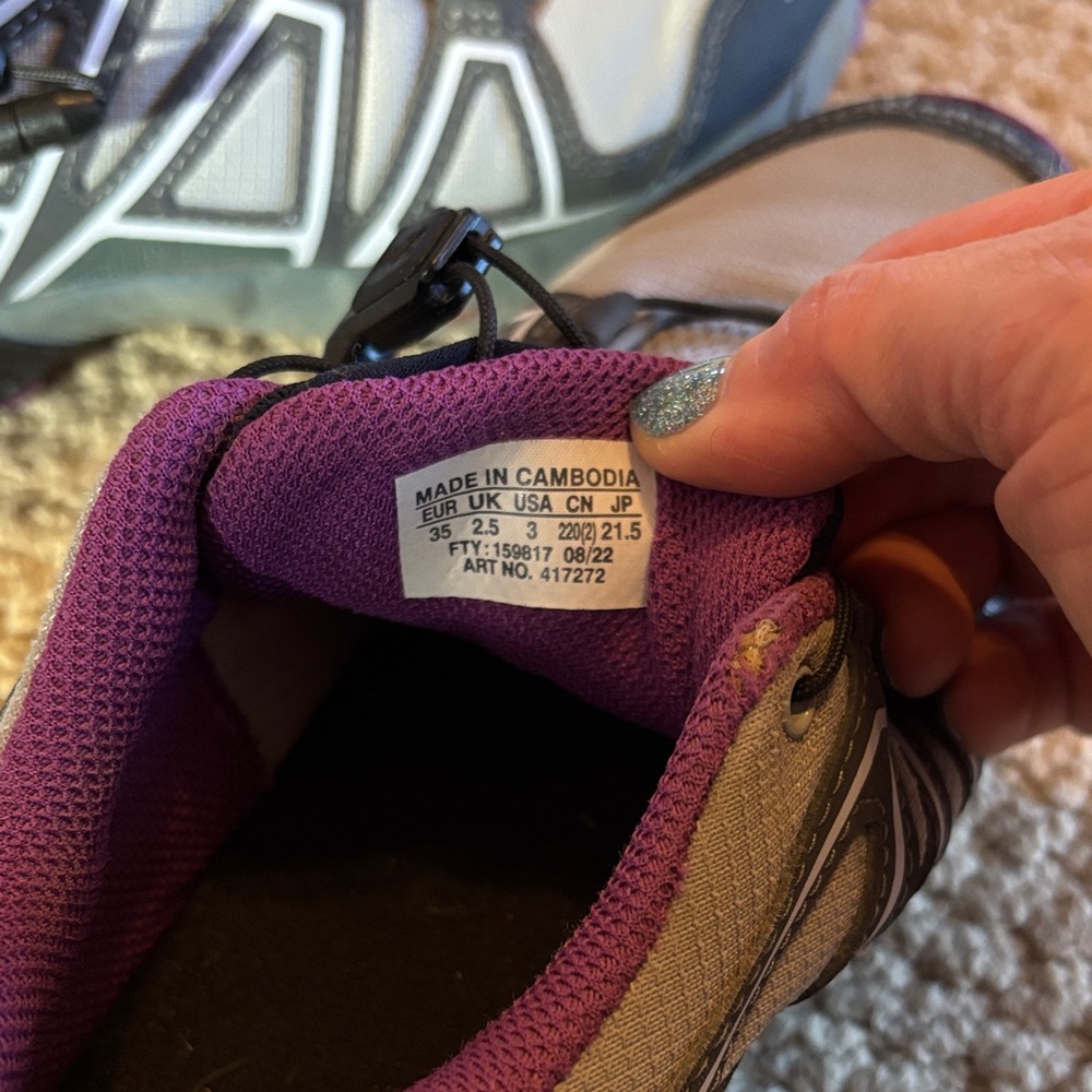 Salomon Gray and Purple Kids Shoes - Picture 6 of 8